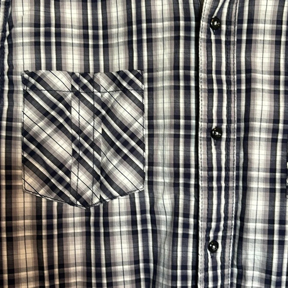 Buffalo David Bitton men’s white and blue plaid long sleeve button down shirt - Picture 4 of 9